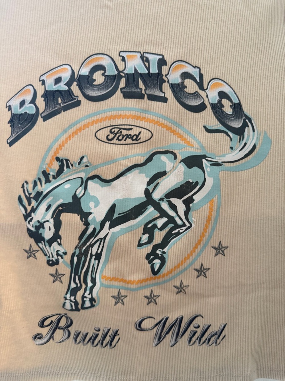 Ford Bronco Cream Tee with Brown Trim